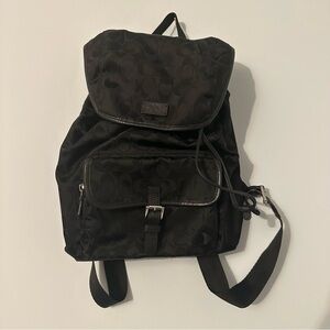 Coach Black Signature Vintage Monogram Drawstring Backpack